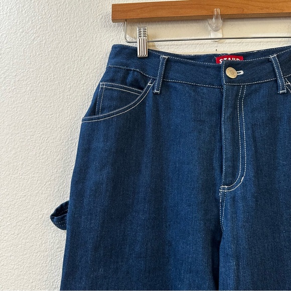 STAUD High Rise Wide Leg Cargo Jeans Painter Pant Size 6 Blue - Picture 6 of 14